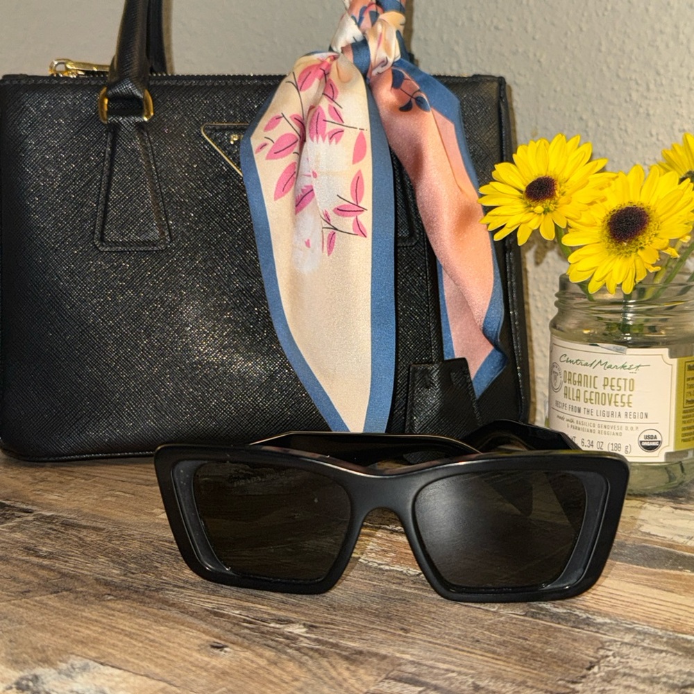 Prada Black Oversized Rectangular Sunglasses - image 2